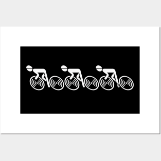 3 Racing Cyclists (Road Bike / Cycle Team / L<–R / White) Posters and Art